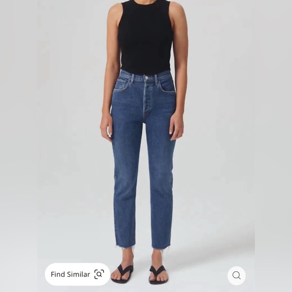 NWT! AGOLDE Women's Riley High Rise Straight Crop Jeans Blue Size 23 Casual - Picture 1 of 12